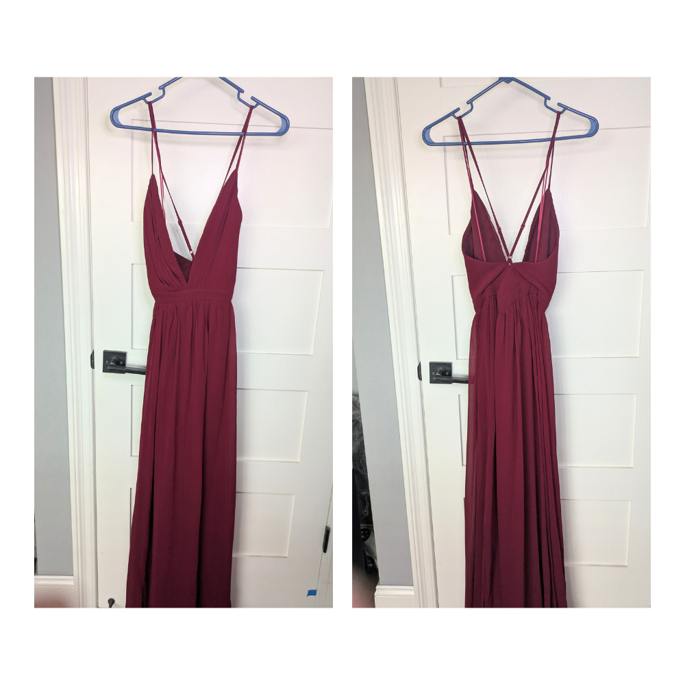maniju Maxi Burgundy V-Neck Dress
